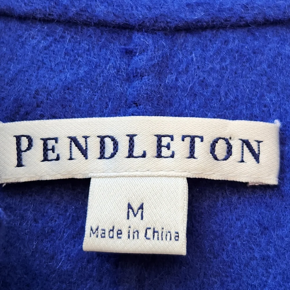 PENDLETON Women's Coat Medium Blue Merino Wool Classic Minimalist Luxury Jacket - Picture 3 of 14